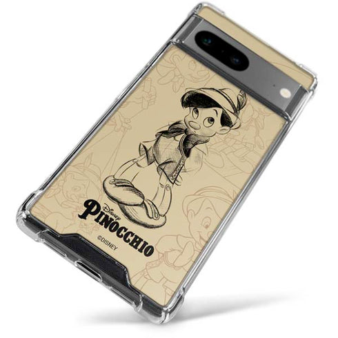 Disney Pinocchio Sketches Portrait Google Pixel 7a Clear Case